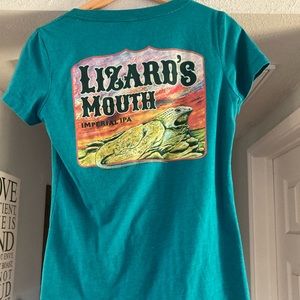 Figueroa Mountain Brewing Co, women’s blue v-neck, size medium